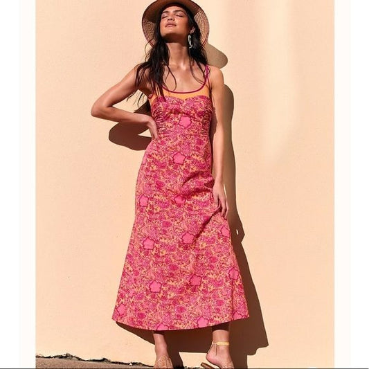 Free People Ruby’s Midi Dress in Red Berry Size 0