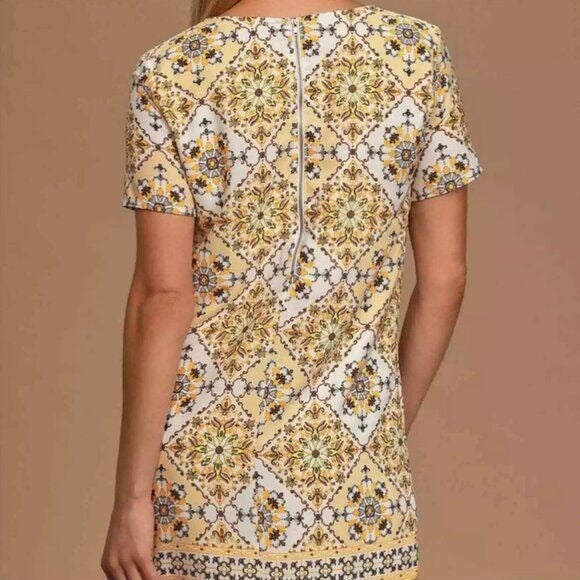 Lulus Dandy Lion Yellow Print Shift Dress Size Small