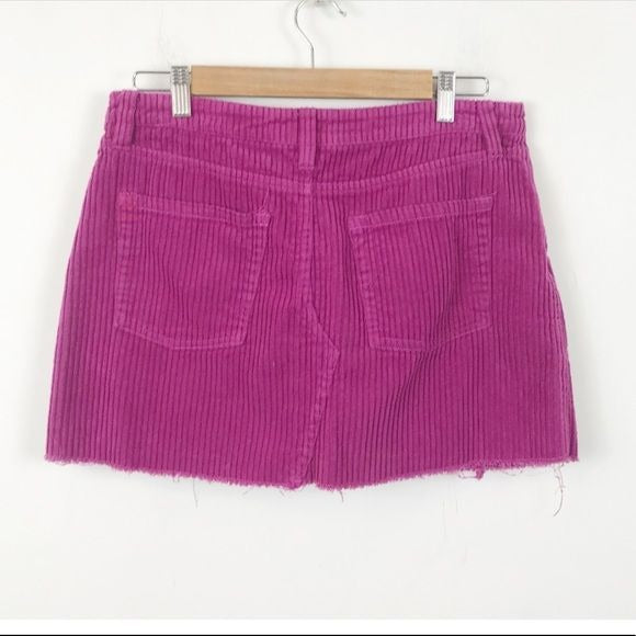 Urban Outfitters BDG Corduroy Fuchsia Raw Hem Mini Skirt Size Medium