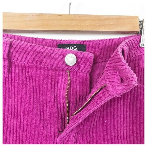 Urban Outfitters BDG Corduroy Fuchsia Raw Hem Mini Skirt Size Medium