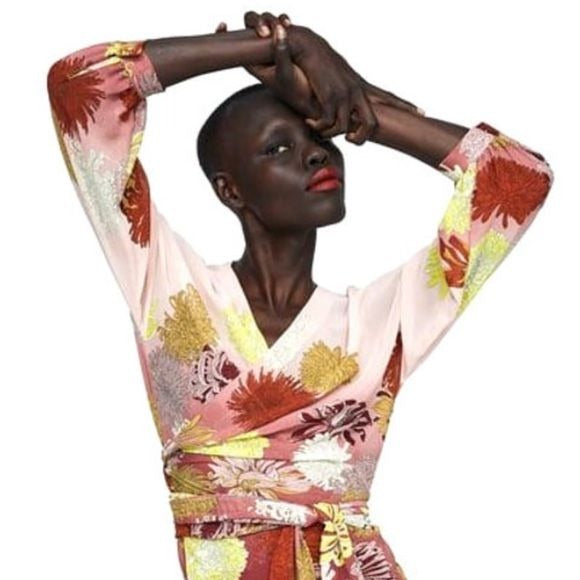 Zara Pink Floral Wrap Top Size Small