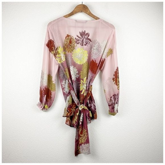 Zara Pink Floral Wrap Top Size Small