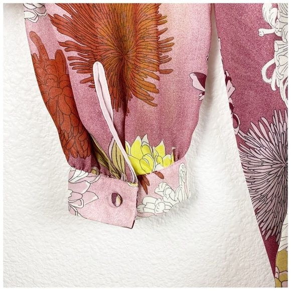 Zara Pink Floral Wrap Top Size Small