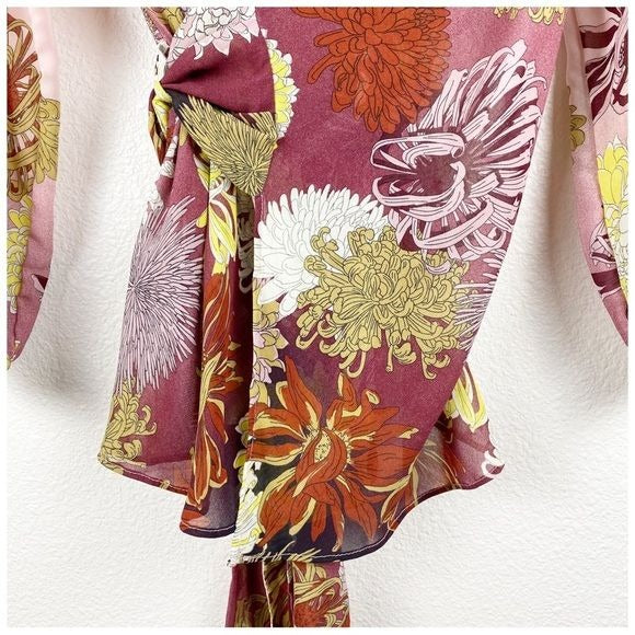Zara Pink Floral Wrap Top Size Small