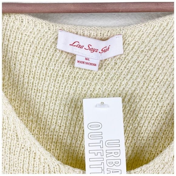 Lisa Says Gah x UO NWT Penny Long Sleeve Dress in Ivory Size M/L