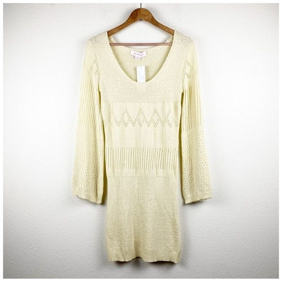Lisa Says Gah x UO NWT Penny Long Sleeve Dress in Ivory Size M/L