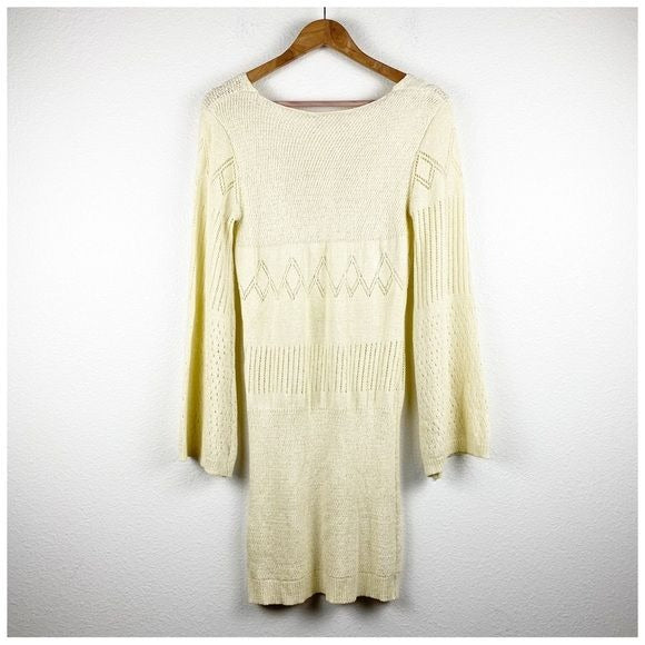 Lisa Says Gah x UO NWT Penny Long Sleeve Dress in Ivory Size M/L
