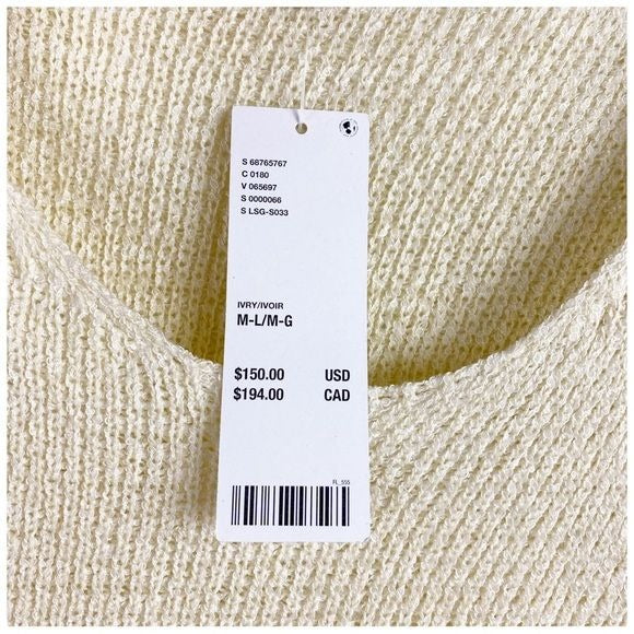 Lisa Says Gah x UO NWT Penny Long Sleeve Dress in Ivory Size M/L