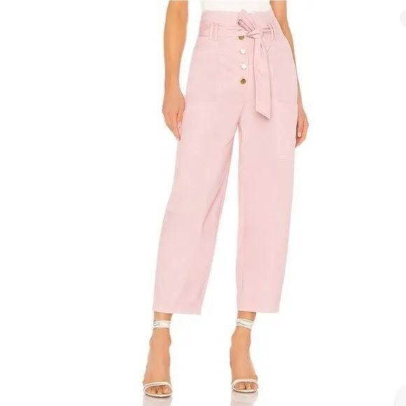 Tularosa NWT Barrett High Waist Denim Button Fly Front Pant Blush Pink Size XS