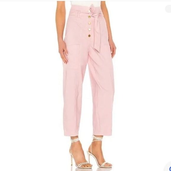 Tularosa NWT Barrett High Waist Denim Button Fly Front Pant Blush Pink Size XS