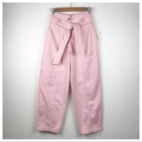 Tularosa NWT Barrett High Waist Denim Button Fly Front Pant Blush Pink Size XS