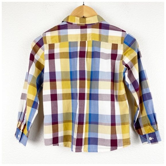 Bonpoint Yellow, Maroon & Blue Plaid Button Down Size 6