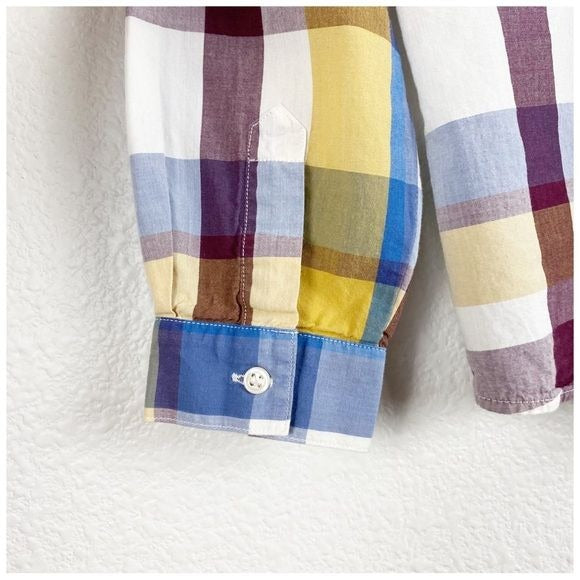 Bonpoint Yellow, Maroon & Blue Plaid Button Down Size 6