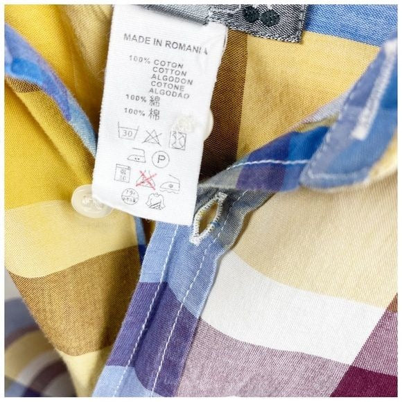 Bonpoint Yellow, Maroon & Blue Plaid Button Down Size 6