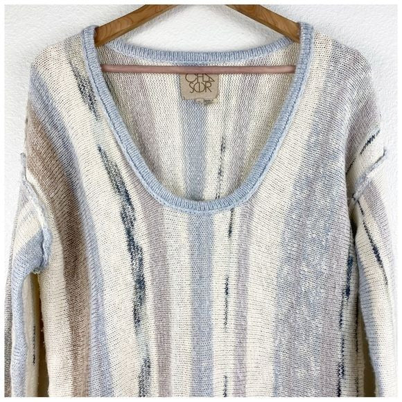 Chaser Pastel Striped Tunic Sweater Size Small