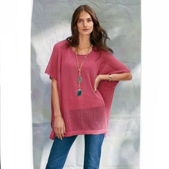Soft Surroundings Dolman Crochet Top Size Small