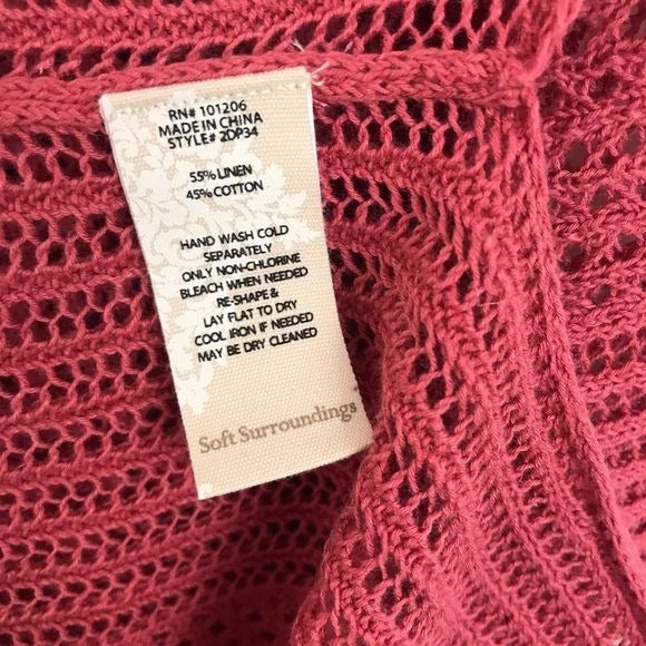 Soft Surroundings Dolman Crochet Top Size Small
