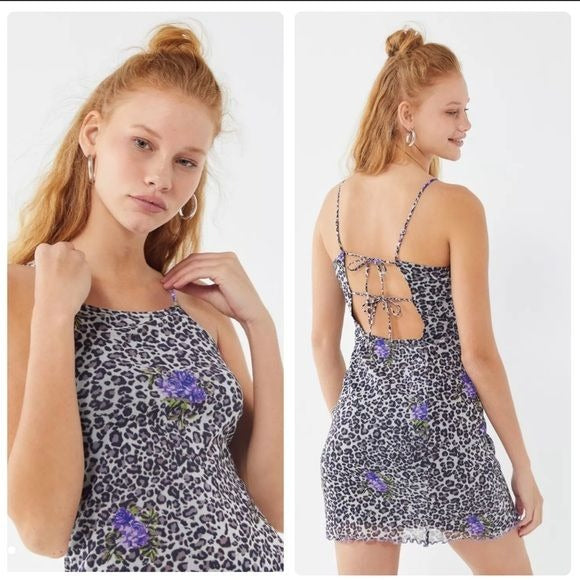 Urban Outfitters Louisa Printed Mesh Tie-Back Mini Dress Size Medium
