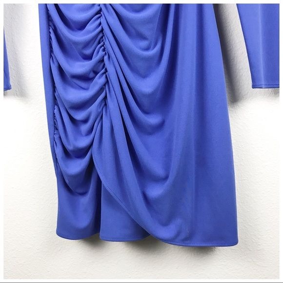 Zara Blue Draped Ruched Long Sleeve Dress Size XL
