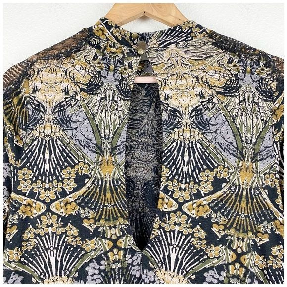 Free People New World Hi Low Blouse Size Small
