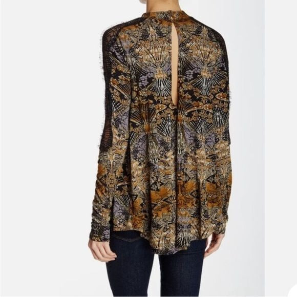 Free People New World Hi Low Blouse Size Small