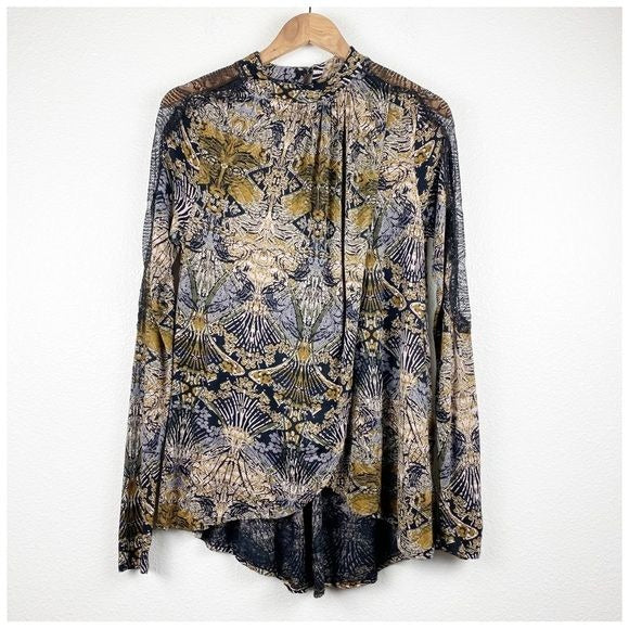 Free People New World Hi Low Blouse Size Small