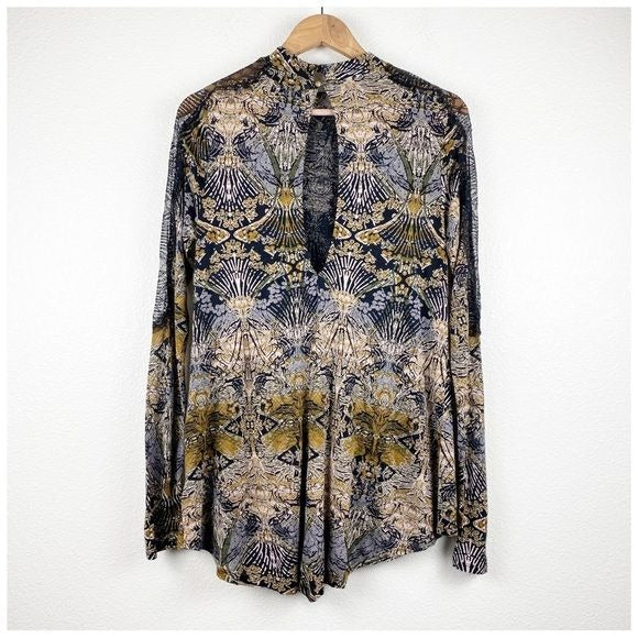 Free People New World Hi Low Blouse Size Small