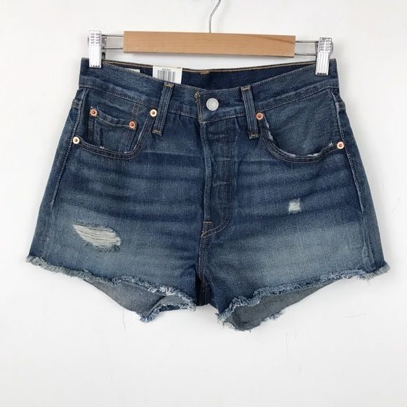 Levi’s NWT 501 Cut Off Distressed Denim Shorts in Silver Lake Size 25