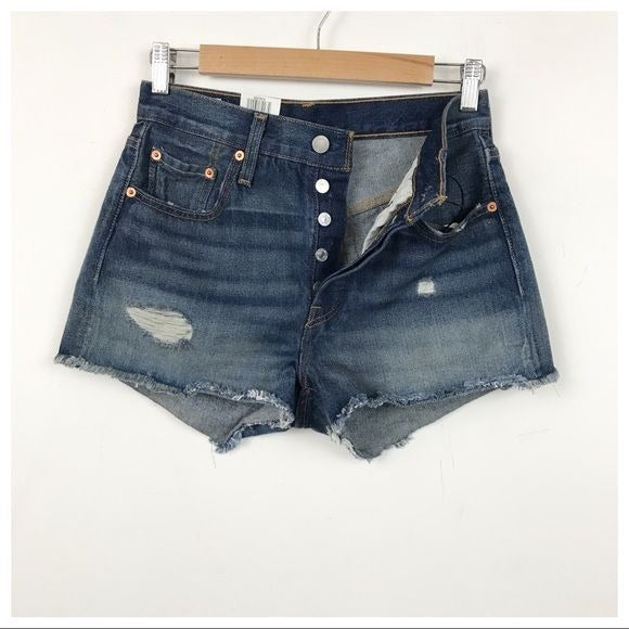 Levi’s NWT 501 Cut Off Distressed Denim Shorts in Silver Lake Size 25
