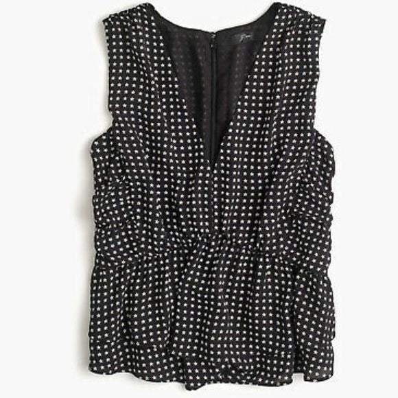 J.Crew NWT V-Neck Peplum Top in Stars Print Size 2