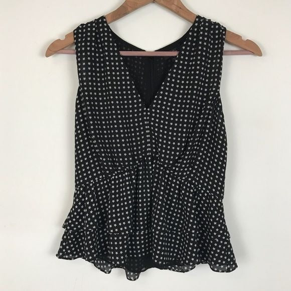 J.Crew NWT V-Neck Peplum Top in Stars Print Size 2