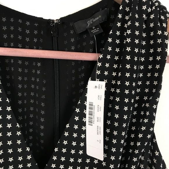 J.Crew NWT V-Neck Peplum Top in Stars Print Size 2