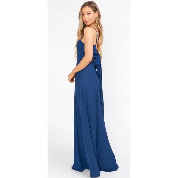 Show Me Your Mumu NWT Lauren Tie Maxi Dress in Rich Navy Crisp Size XL