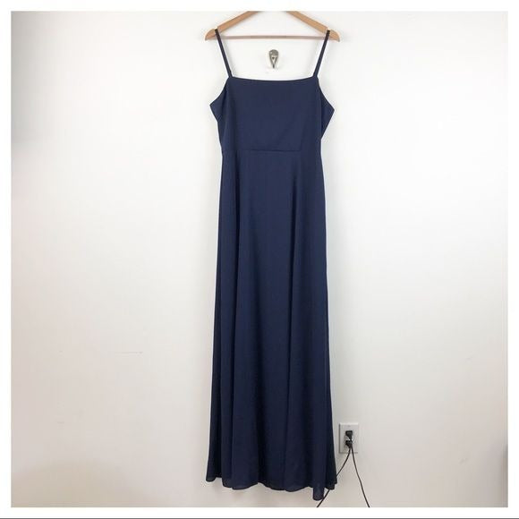 Show Me Your Mumu NWT Lauren Tie Maxi Dress in Rich Navy Crisp Size XL