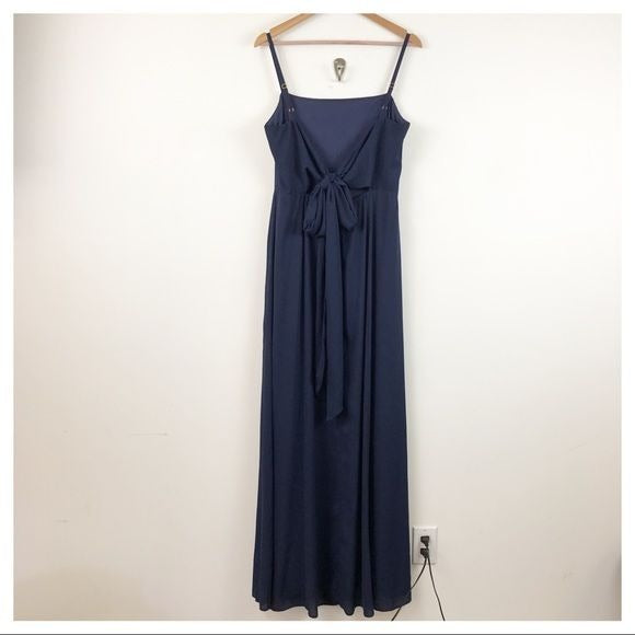 Show Me Your Mumu NWT Lauren Tie Maxi Dress in Rich Navy Crisp Size XL