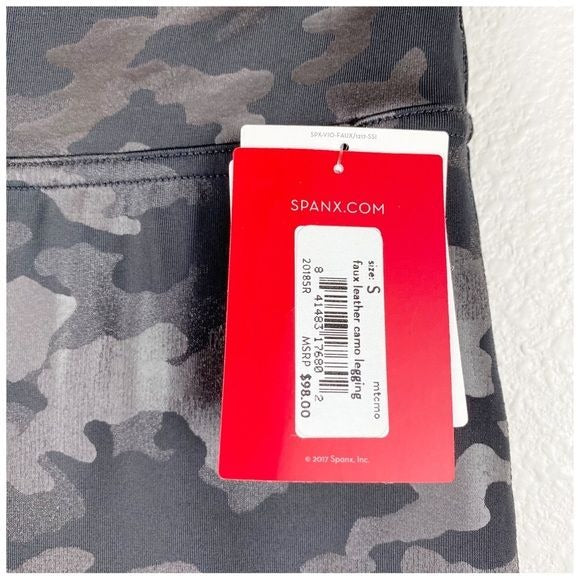 Spanx Faux Leather Camo Leggings Size Small