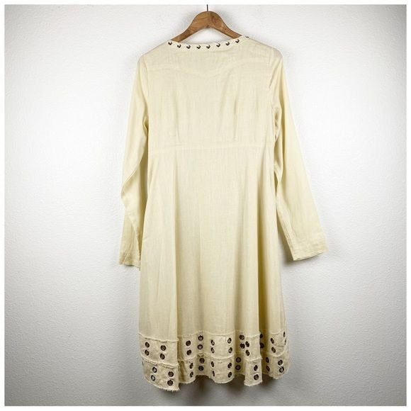 Stetson Cream Grommet Dress Size Medium