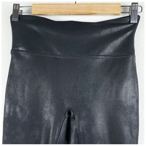 Spanx Black Faux Leather Leggings Size Medium