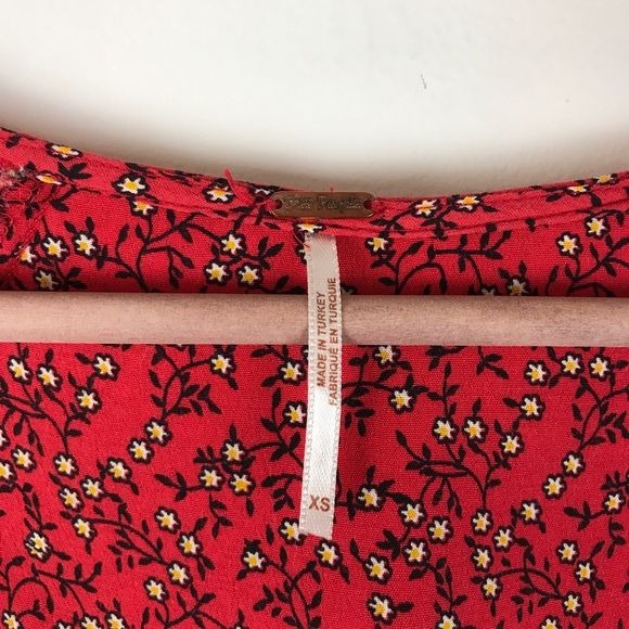 Free People Clara Red Floral Tunic Dress - XS
