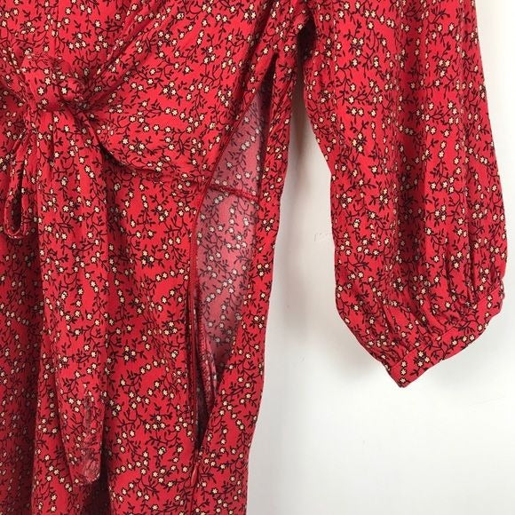 Free People Clara Red Floral Tunic Dress - XS