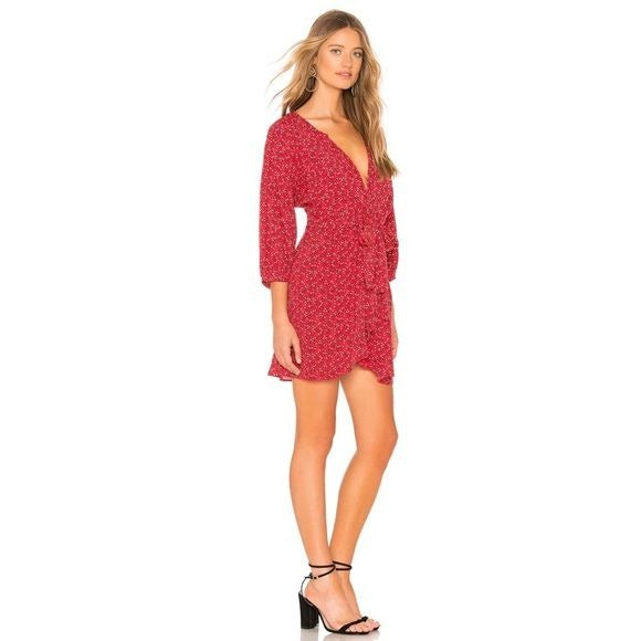 Free People Clara Red Floral Tunic Dress - XS