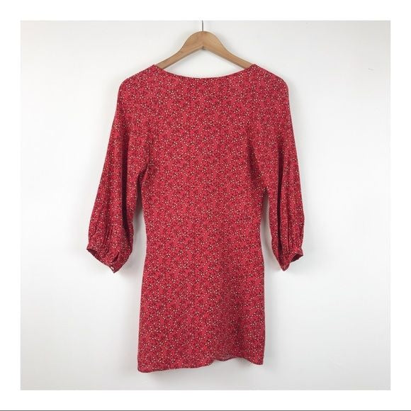 Free People Clara Red Floral Tunic Dress - XS