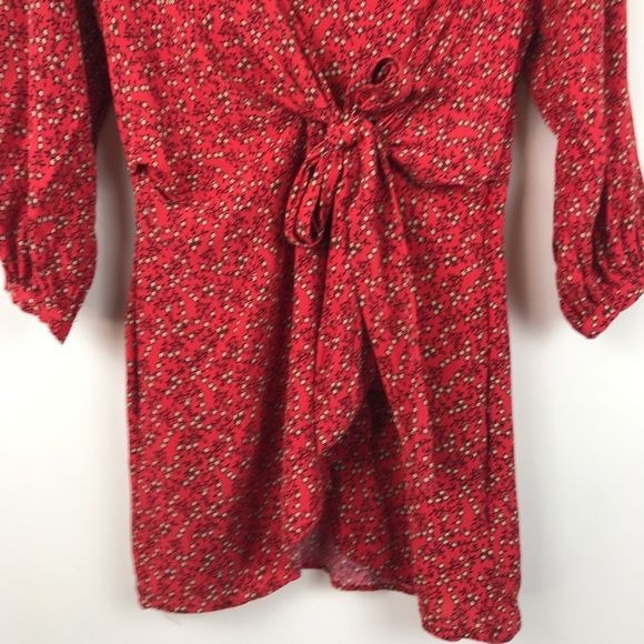 Free People Clara Red Floral Tunic Dress - XS