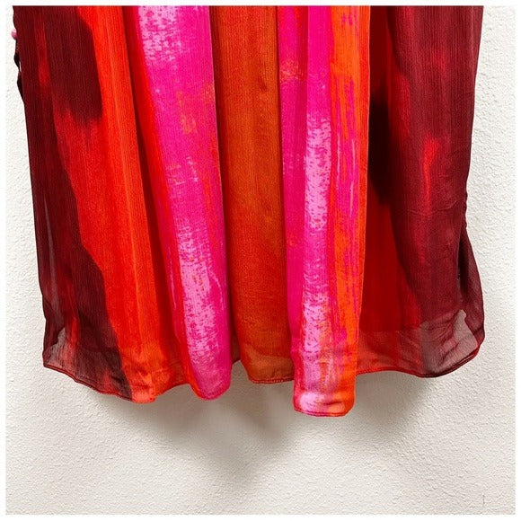 Zara Sleeveless V-Neck Beaded Appliques Tie Dye Midi Dress Size Medium