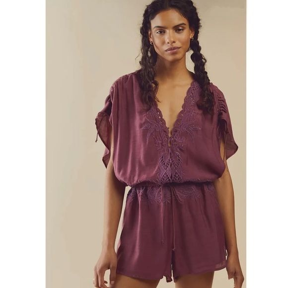 Free People Weila Romper in Pomegranate Size Large