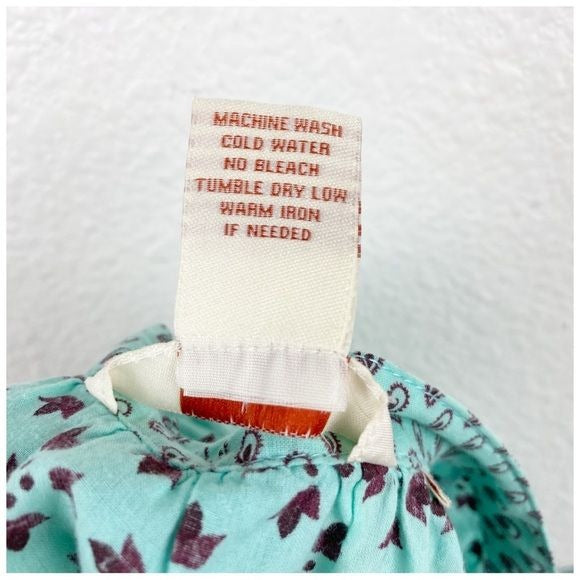 Sundance Blue Micro Print Floral Top Size XS