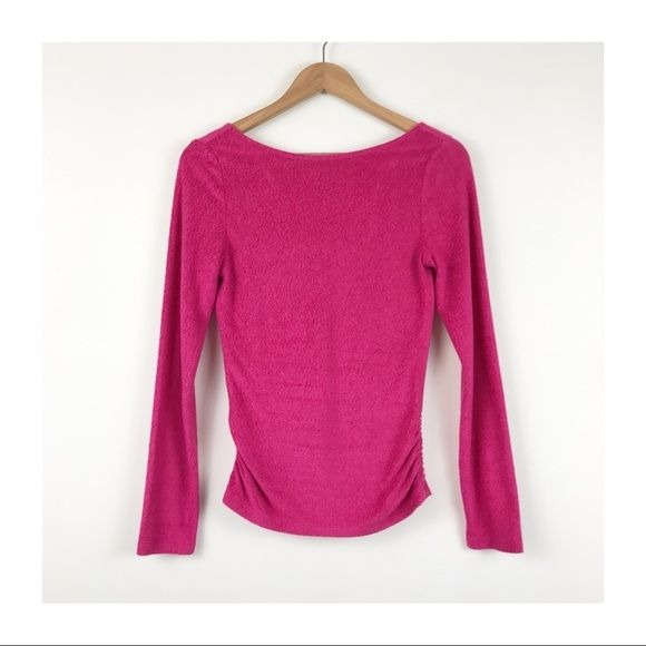 Anthropologie Saturday Sunday  Ruched Rhea Hot Pink Sweater Top Size XS
