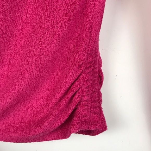 Anthropologie Saturday Sunday  Ruched Rhea Hot Pink Sweater Top Size XS