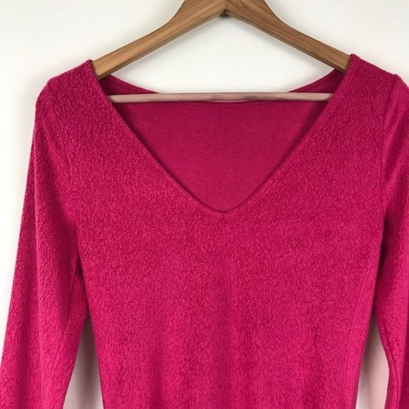 Anthropologie Saturday Sunday  Ruched Rhea Hot Pink Sweater Top Size XS