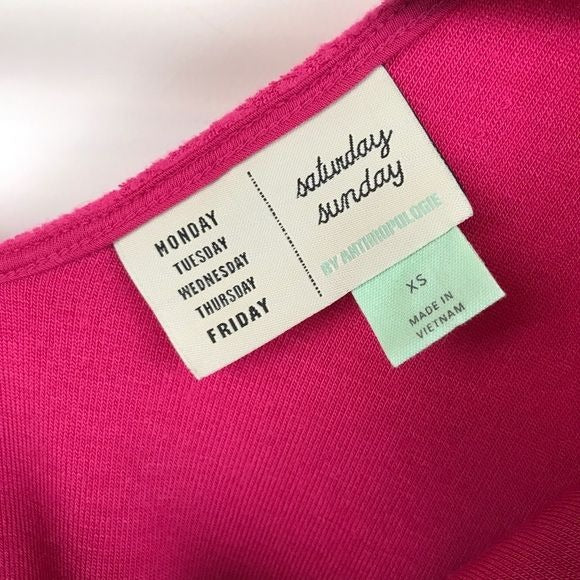 Anthropologie Saturday Sunday  Ruched Rhea Hot Pink Sweater Top Size XS